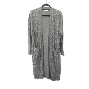 THE GREAT‎ Wool Blend Loop Fringe Long Cardigan Sz 2 (Medium)
